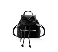 Energather Small Backpack, Cute Mini Rucksack Small Rucksack with Bow, PU Leather Mini Backpacks for Women Travel-Ready Casual Daypacks for Daily Outings (Black)