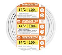 Energeaster Solid Indoor 14/2 W/G NMB Cable 100ft Coil，Electrical Wire 14 Gauge Wire 2 Conductors Non-Metallic with Ground Wire(White)