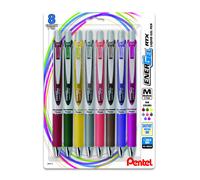 EnerGel RTX Retractable Liquid Gel Pen (0.7mm) Medium Line Metal Tip Assorted Ink 8 Pack (BL77BP8M3)