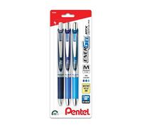 EnerGel RTX Retractable Liquid Gel Pen, 0.7mm, Note-Taking Hue, Navy, Blue, and Sky Blue Ink, Pack of 3 Pens (BL77LBNBP3M)