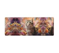 Energetic cat Extra-Large Keyboard and Mouse pad (12x31.5 inches), Suitable for Computers, Game Consoles, etc., Suitable for Both Office and Study, improving Efficiency and Comfort!