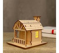 Energetic LED Light Up Wooden House Ornament Perfect for Tables and Desks Celebrate the Holidays in Style (D)