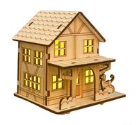 Energetic LED Light Up Wooden House Ornament Perfect for Tables and Desks Celebrate the Holidays in Style (B)