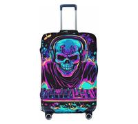 Energetic Skeleton Dj Elastic Travel Luggage Cover Suitcase Protector, Print Suitcase Baggage Cover Anti-Scratch