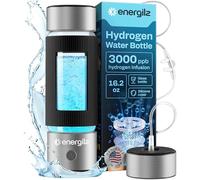 Energilz Hydrogen Water Bottle | Large 16.2 oz (480 ml) Hydrogen Water Bottle Generator 3000ppb | Hydrogenator Machine | SPE/PEM Hydrogenated Ionizer Generator (Steel w/Black)