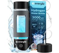 Energilz Hydrogen Water Bottle | Large 16.2 oz (480 ml) Hydrogen Water Bottle Generator 3000ppb | Hydrogenator Machine | SPE/PEM Hydrogenated Ionizer Generator (Black w/Gray)