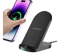 Energizer 15W Wireless Charger Stand, Qi Fast Charging Dock with Dual Coil, Vertical & Horizontal Viewing, Case Friendly up to 5mm, LED Indicator - Black WCP108