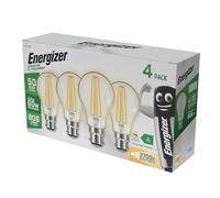 Energizer 60W LED Bayonet Light Bulbs A Rated B22/BC - 60 Watt Equivalent, 3.8W Extremely Energy-Saving Efficient, 806 Lumens, 2700K Warm White, Pack of 4