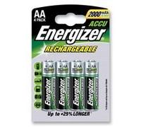 ENERGIZER 627916 Rechargeable Battery, Pack of 4, Nickel Metal Hydride, 2000 mAh, 1.2 V, AA