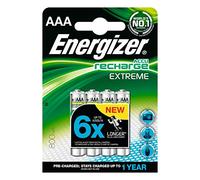 ENERGIZER 635751 Rechargeable Battery, Extreme, Pack of 4, Nickel Metal Hydride, 800 mAh, 1.2 V, AAA (5 pieces)