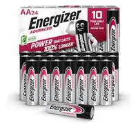 Energizer Advanced AA Batteries, 1.5V Alkaline, 24 Double A Batteries, Power That Lasts 100 percent Longer, Ideal for High-Drain Devices, 10-Year Shelf Life, 0 percent Plastic Packaging