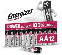 Energizer Advanced AA Batteries (12 Pack) - 1.5V Alkaline - up to 100% Longer Lasting - Ideal for High-Drain Devices - 0% Plastic Packaging - 10 Year Shelf Life [Amazon Exclusive]