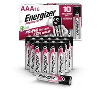 Energizer Advanced AAA Batteries, 1.5V Alkaline, 16 Triple A Batteries, Power That Lasts 100 percent Longer, Ideal for High-Drain Devices, 10-Year Shelf Life, 0 percent Plastic Packaging