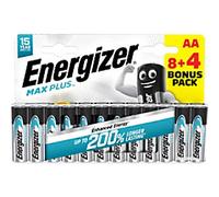 Energizer Alkaline Batteries Max Plus AA LR6 2550 mAh 1.5V Pack of 12