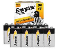 Energizer Alkaline Power - 9V Battery (8 Pack) - Nine Volt Block Batteries - Fire Alarms, Smoke Detectors, Radios, Toys - 100% Recyclable Plastic Free Packaging [Amazon Exclusive]