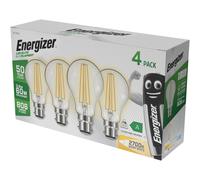 Energizer B22 Bayonet LED Light Bulb 60W Equivalent, 3.8W Energy Efficient, 806lm Warm White 2700K, Clear Vintage Filament Glass, 50,000 Hour