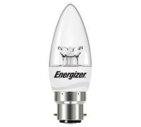 Energizer B22 Dimmable Candle LED Light Bulb - 6.2W. Warm White 2700K, 470 Lumen Energy Saving Lightbulb - Large Bayonet (Bc)