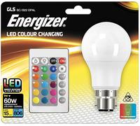 ENERGIZER Colour Changing B22 GLS LED RGB+W, with Remote Control, 9W