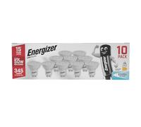 Energizer Dimmable GU10 LED Bulbs Daylight White 6500K Light Bulb Pack of 10 - 50W Halogen Spotlight Bulb Equivalent - 345LM Energy Saving GU10 Dimmable LED Bulbs