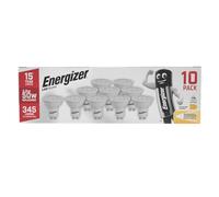 Energizer Dimmable GU10 LED Bulbs, Warm White 3000K, 50W Halogen Equivalent, 345LM, Dimmable Spotlights, Pack of 10