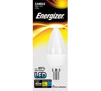 Energizer E14 Candle LED Light Bulb with Opal Effect - 5.9W. Daylight 6500K, 520 Lumen Energy Saving Lightbulb. Non-Dimmable - Small Edison Screw (SES)