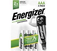 Energizer E301375700 Universal HR03 AAA Battery Rechargeable NiMH 500 mAh 4pc