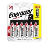 Energizer E91Bp6 Max 1.5V Alkaline Aa Batteries, 6 Pieces - Black