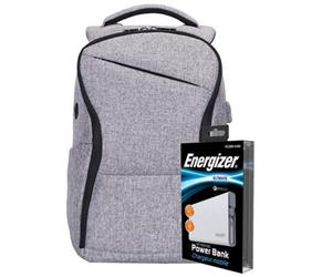 Energizer Epb005 Laptop Charging Bag With Energizer Ue10004Qc Power Bank, Grey