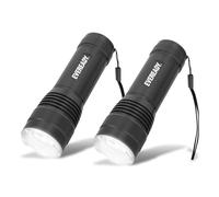 Energizer Eveready LED Torch, Black, Super Bright Flashlight, Water Resistant, Camping Outdoors, Pack of 2, 2 AAA Batteries Included, Adjustable Beam