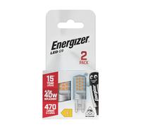 Energizer G9 LED Light Bulb. 4.2W (40w Halogen Equivalent) 220-240V. 470 Lumens. Bi-Pin Base Energy Saving. 2 Pack. Daylight 6500k