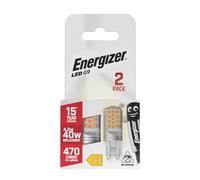 Energizer G9 LED Light Bulb. 4.2W (40w Halogen Equivalent) 220-240V. 470 Lumens. Bi-Pin Base Energy Saving. 2 Pack. Warm White 2700k
