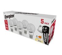 Energizer GLS E27 LED Bulb Warm White E27 Screw Bulb Equivalent of 60W Incandescent. Perfect for Replacing Large Edison Screw in Light Bulb Pack of 5