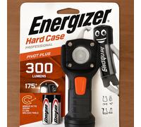 Energizer Hard Case 300 Lumens Pivot Rotating Head LED Torch with Magnetic Base & 2x AA Batteries