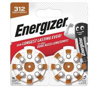 Energizer Hearing Aid Batteries Size 312 (16 Pack) - Our Long Lasting Ever - Zinc Air Power - Easy Installation EZ Turn & Lock Packaging - 4 Year Shelf Life