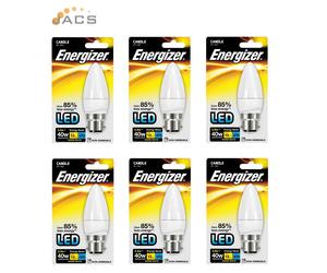 Energizer LED 5.9W Opal B22 Non-Dimmable 470lm Warm White Bulb (6 Pack