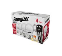 Energizer Led Bc (B22) Opal Gls Non-Dimmable Bulb, Warm White 806 Lm 8.2W (Pack Of 4)