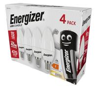 Energizer S14330 4.9W 470lm E14 SES Candle LED Bulb Opal Warm White 3000K (4 Pack)