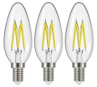 Energizer Led Filament Candle E14 470Lm 4W 2700K (Warm White) Light Bulb - Pack Of 3