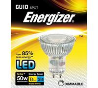 Energizer LED GU10 5.5w 350lm Light Bulb Cap Warm White Dimmable - Silver - One Size