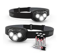 Energizer LED Head Torch for Running & Camping, 260 Lumens Bright Beam, Lightweight & Comfortable No-Bounce Fit, 7 Light Modes incl. Red Light, Water Resistant, Batteries Included, 2 Pack
