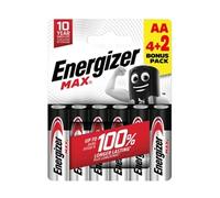 Energizer Max AA Battery (4+2) (Pack of 6) E303328500