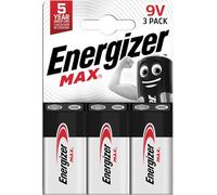 Energizer Max - 9V Battery (3 Pack) - Nine Volt Alkaline Block Batteries - Reliable Power for Fire Alarms, Smoke Dectors, Radios, Toys - 100% Recyclable Plastic Free Packaging - 5 Year Shelf Life
