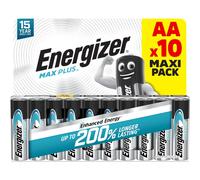 Energizer Max Plus - AA Batteries (10 Pack) - Double A Performance Alkaline Battery 1.5V - 200 Percent Longer Lasting - For High Drain Devices - 0 Pl