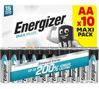 Energizer Max Plus - AA Batteries (10 Pack) - Double A Performance Alkaline Battery 1.5V - 200 Percent Longer Lasting - For High Drain Devices - 0 Plastic Packaging - 10 Year Shelf Life