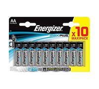 Energizer Max Plus - AA Batteries (10 Pack) - Double A Performance Alkaline Battery 1.5V - 200 Percent Longer Lasting - For High Drain Devices - 0 Plastic Packaging - 10 Year Shelf Life