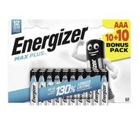 Energizer Max Plus Micro (AAA) Battery Alkaline Manganese 1.5 V Pack of 20