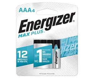 Energizer, MaxPlus AAA Alkaline Battery, 4 Batteries, White/Blue