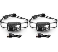 Energizer Mini Rechargeable LED Head Torch, Lightweight, Powerful Bright Rechargeable Headlamp, Water Resistant Headlight for Camping and Running, USB Charging Cable Included (Pack of 2)