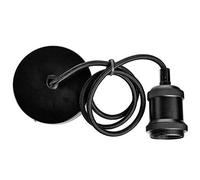 Energizer Modern/Vintage Hanging Pendant Ceiling Rose Lamp Holder - E27 ES Edison Screw Cap Fitting (Black)
