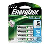 Energizer NiMH Rechargeable Batteries, AAA, 4 Batteries/Pack
